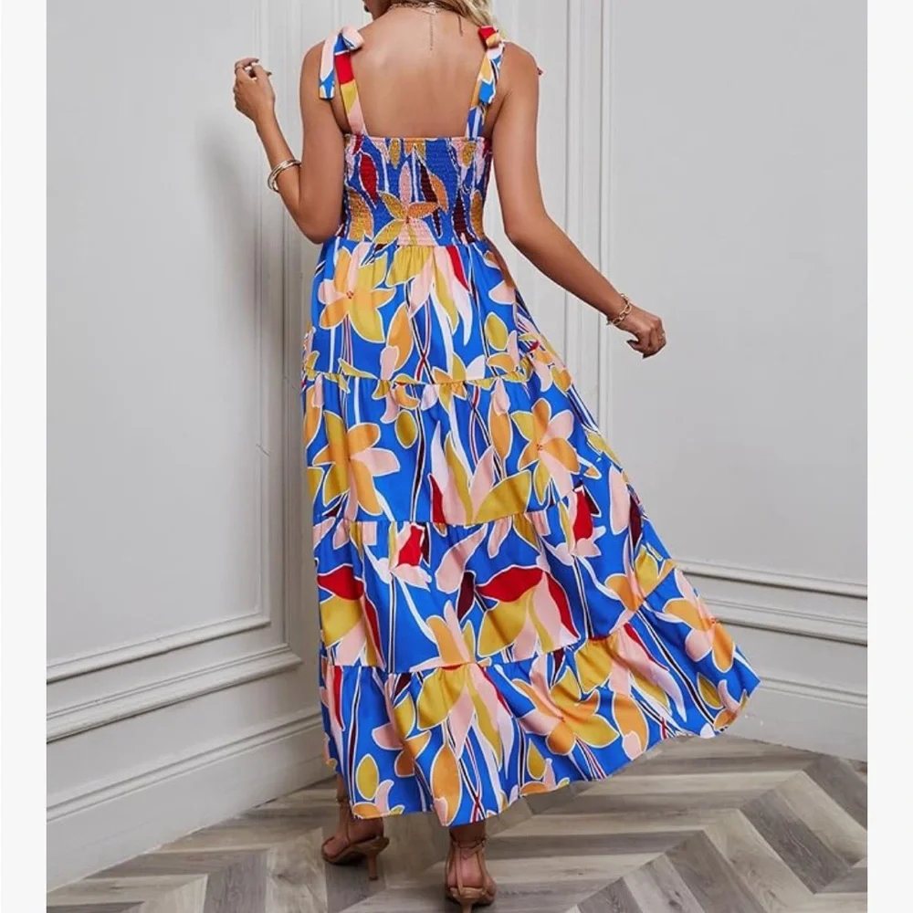 Colorful Floral spaghetti strap Maxi Dress-NWOT - Picture 3 of 5